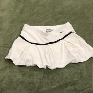 White with Black Stripe Nike Fit Dry Tennis Skort